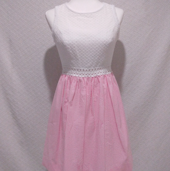 Lilly Pulitzer Alivia Havana Pink Yarn Dye Seersucker Dress with Pockets - Picture 2 of 12